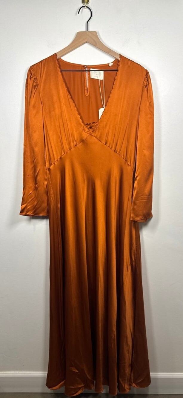 DÔEN 100% Silk Melinda Maxi Dress, Earthen, Medium-NWT